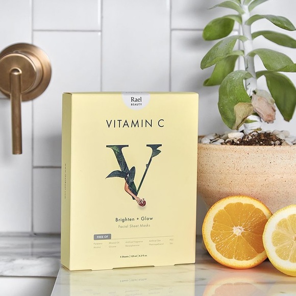 🎀RAEL BEAUTY VITAMIN C BRIGHTEN GLOW 5 SHEET MASK - Picture 1 of 8